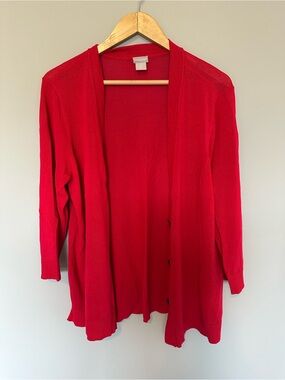 Chico's Bright Red Open Cardigan